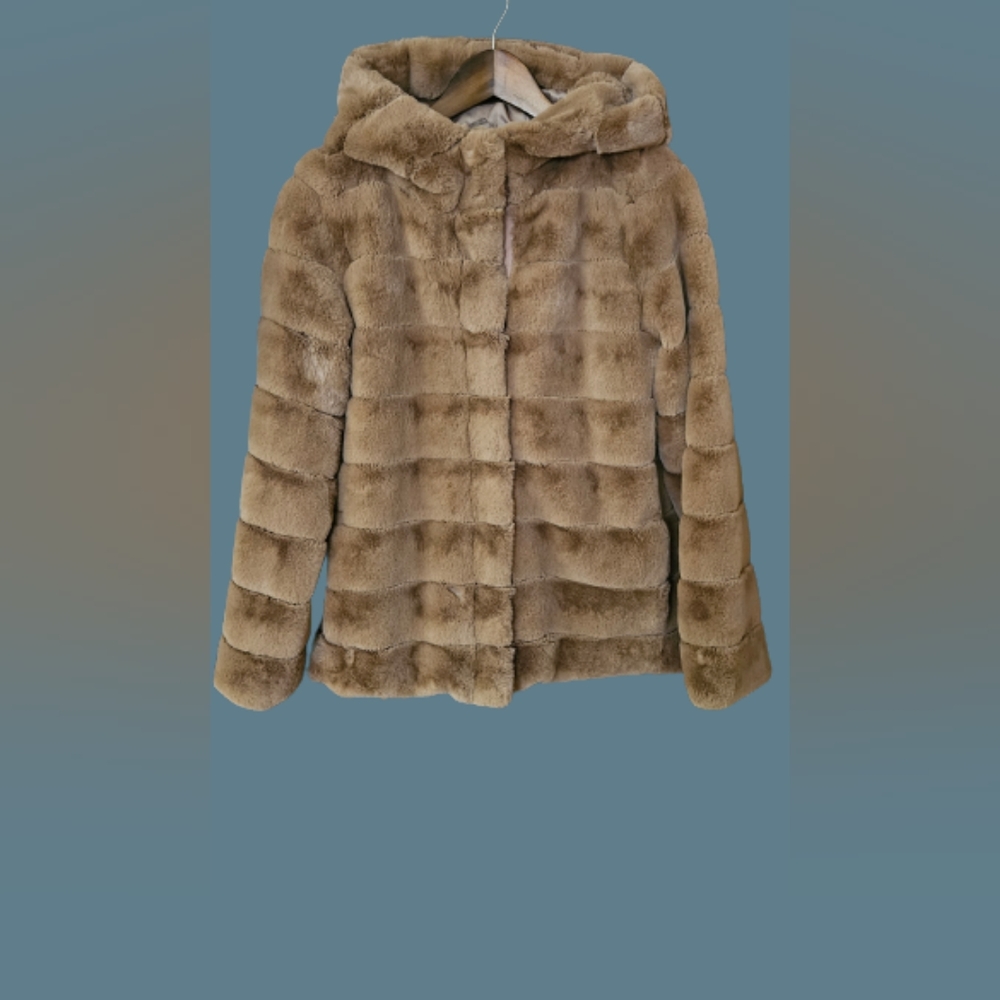 *Emma Marcella Hooded Faux Fur Coat
